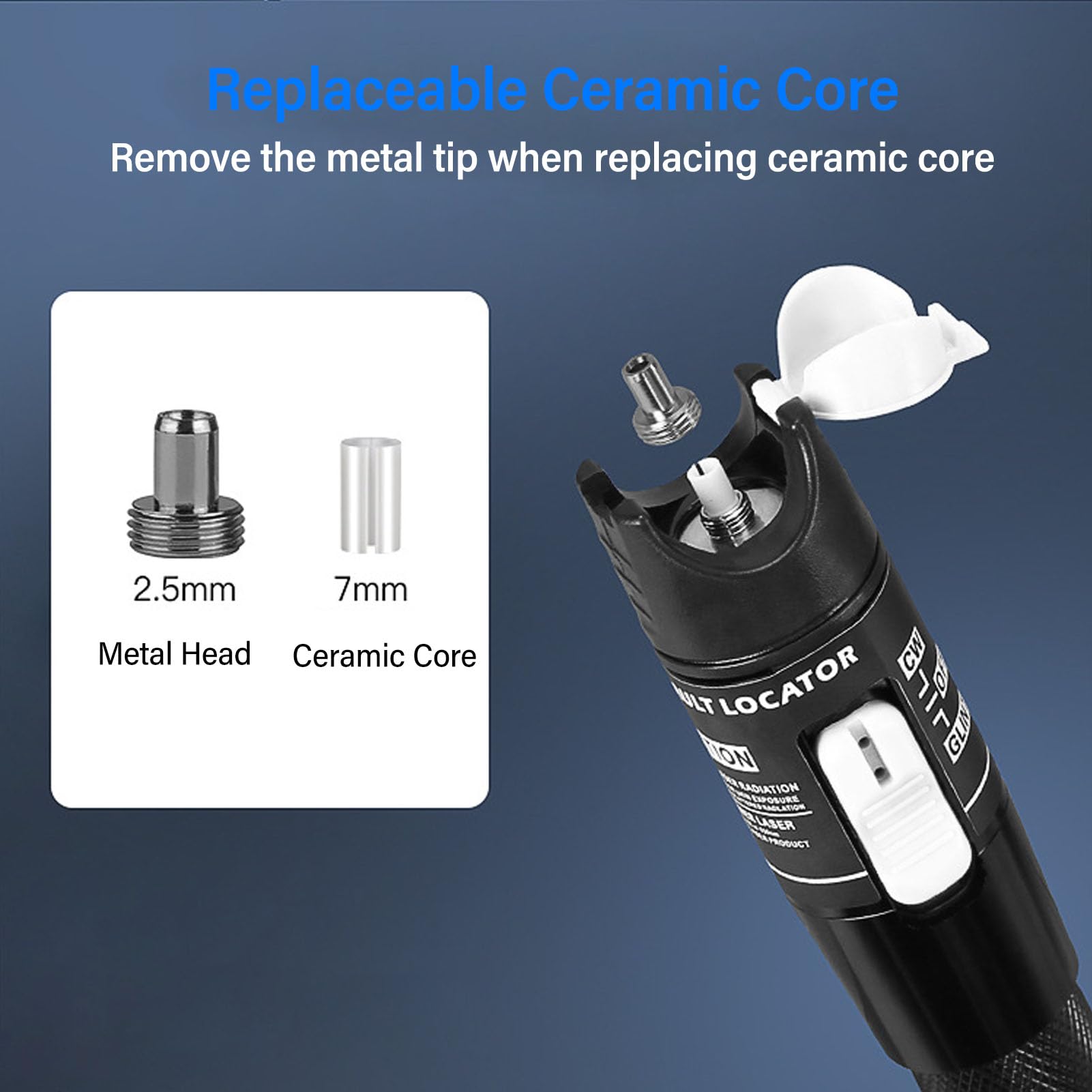 80mW Fiber Optic Test Pen, Non Fiber Test Pen Portable Fault Detector, Searching Broken Fibers and Defective Equipment, Aluminum Alloy 30KM VFL Fiber Tester with 2.5mm Universal