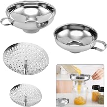 Set of 2 Canning Funnels with Wide Mouth - Stainless Steel Large/Small Kitchen Funnel Strainer - Use this to fill bottles with jam oil spice Compatible with Mason Jar