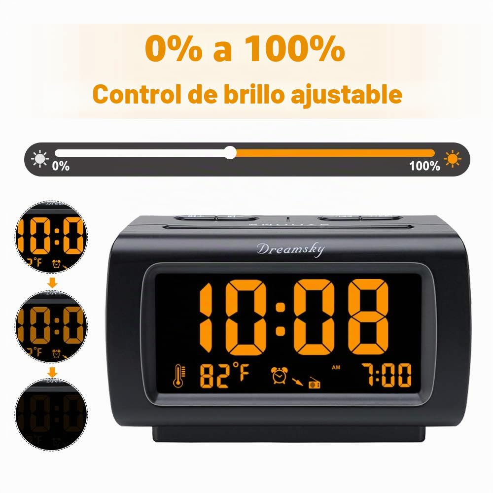 DreamSky Reloj despertador con radio FM, puerto USB para carga