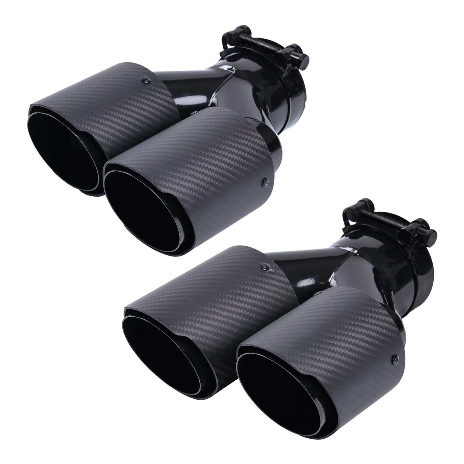 Photo 1 of 2-Pack Carbon Fiber Dual Exhaust Tips 2.5" Inlet to 3.5" Outlet, Universal Tailpipe 2.5 Inch Exhaust Muffler Tips (Matte)