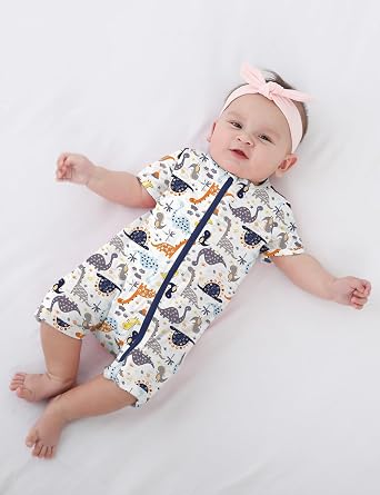 Jimonda Baby Rompers Cotton Boys Girls Short Sleeve Sleepers Pajamas Pjs
