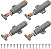 4 Pack Push to Open Door Catches - Grey Heavy Duty Push Latches for Cabinets, Drawers & Wardrobes | No-Knob Touch Release Mechanism for Kitchen & RV Furniture