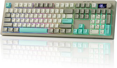 EPOMAKER Aula S102 PRO Membrane Gaming Keyboard with TFT Screen, Volume Knob & Number Pad, BT/2.4G/USB, RGB Backlit, Creamy Silicone Structure, Grey