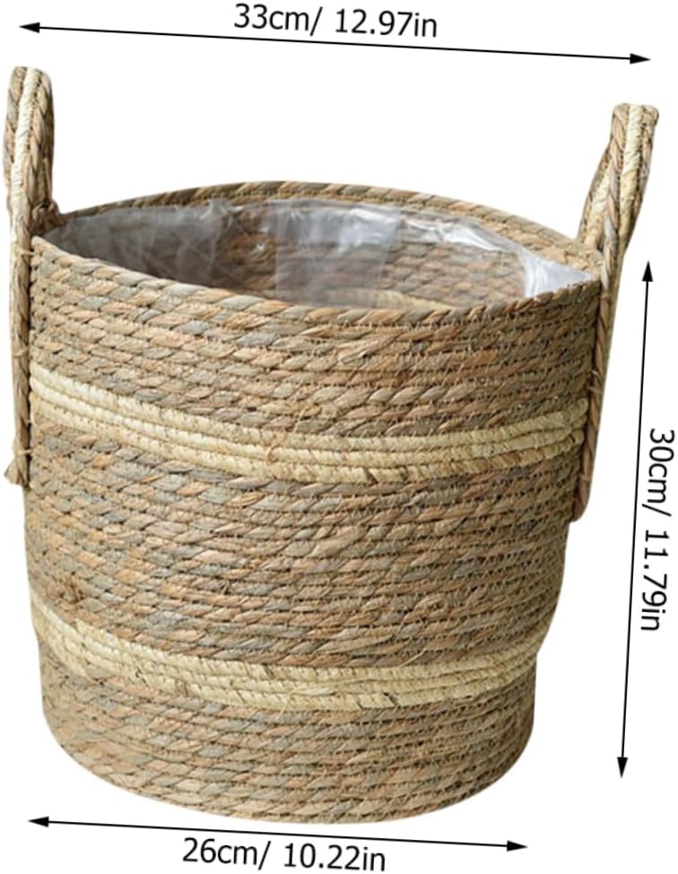 balacoo Straw Woven Storage Basket Handle Hand Woven Container for Home Office and Weddings Elegant Rustic Decor for Organizing Plants Medium