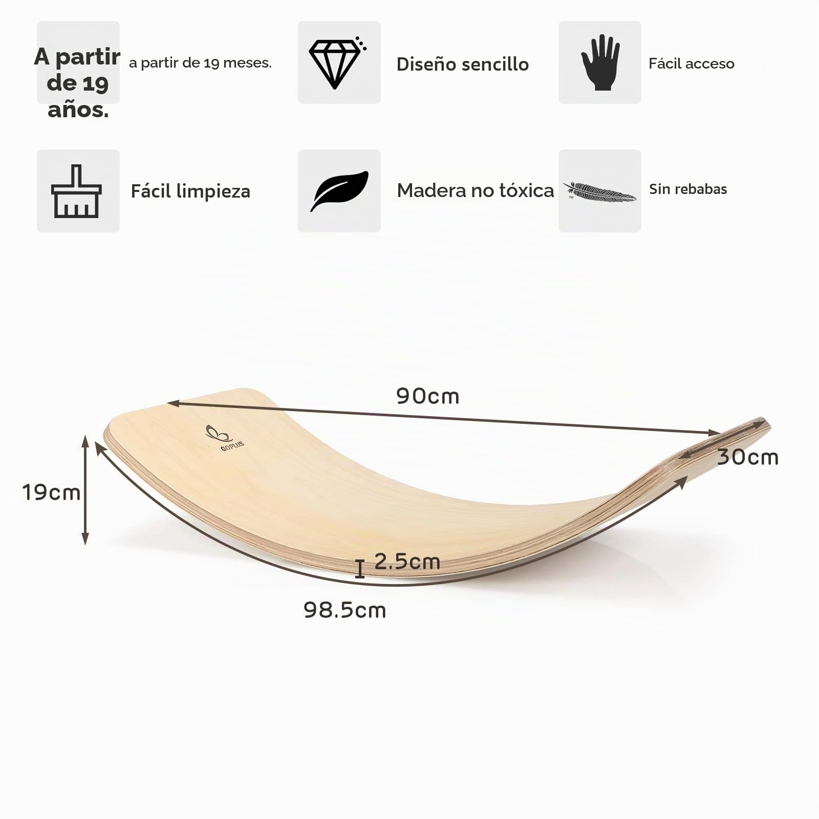 KOMFOTTEU Tabla de Equilibrio de Madera, Tabla Curva con Filtro, Tabla Curvada con Carga de 220 kg, Balance Board para Niños y Adultos, Tabla de Yoga para Niños Montessori