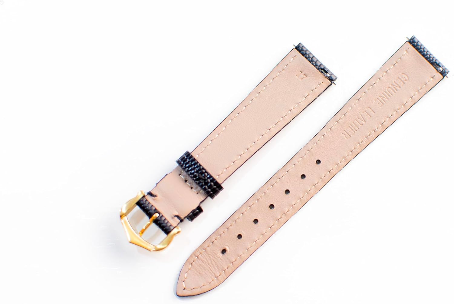 17mm Brown Lizard Pattern Leather Watch Band Replacement Strap for Cartier Tank - Gold Buckle & Quick Release