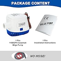 Vista 6 de Sanuke Bombas de achique automáticas de 1100 GPH, bomba de achique de agua marina de 12 V con interruptor flotante, salida de 1-1/8", bomba