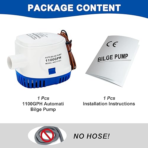 Miniatura 6 de Sanuke Bombas de achique automáticas de 1100 GPH, bomba de achique de agua marina de 12 V con interruptor flotante, salida de 1-1/8", bomba