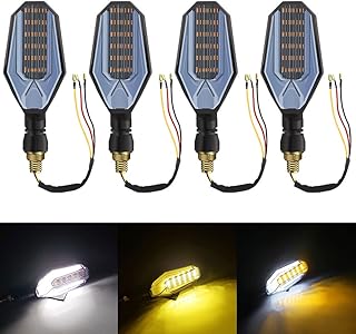 Yifengshun 4pcs Motorcycle Turn Signal Indicators 24 LED Super Bright Amber White Flowing Indicators Daytime Running Lights Universal 12V Motorcycle Scooter Dirt Bike LED Turn Lights