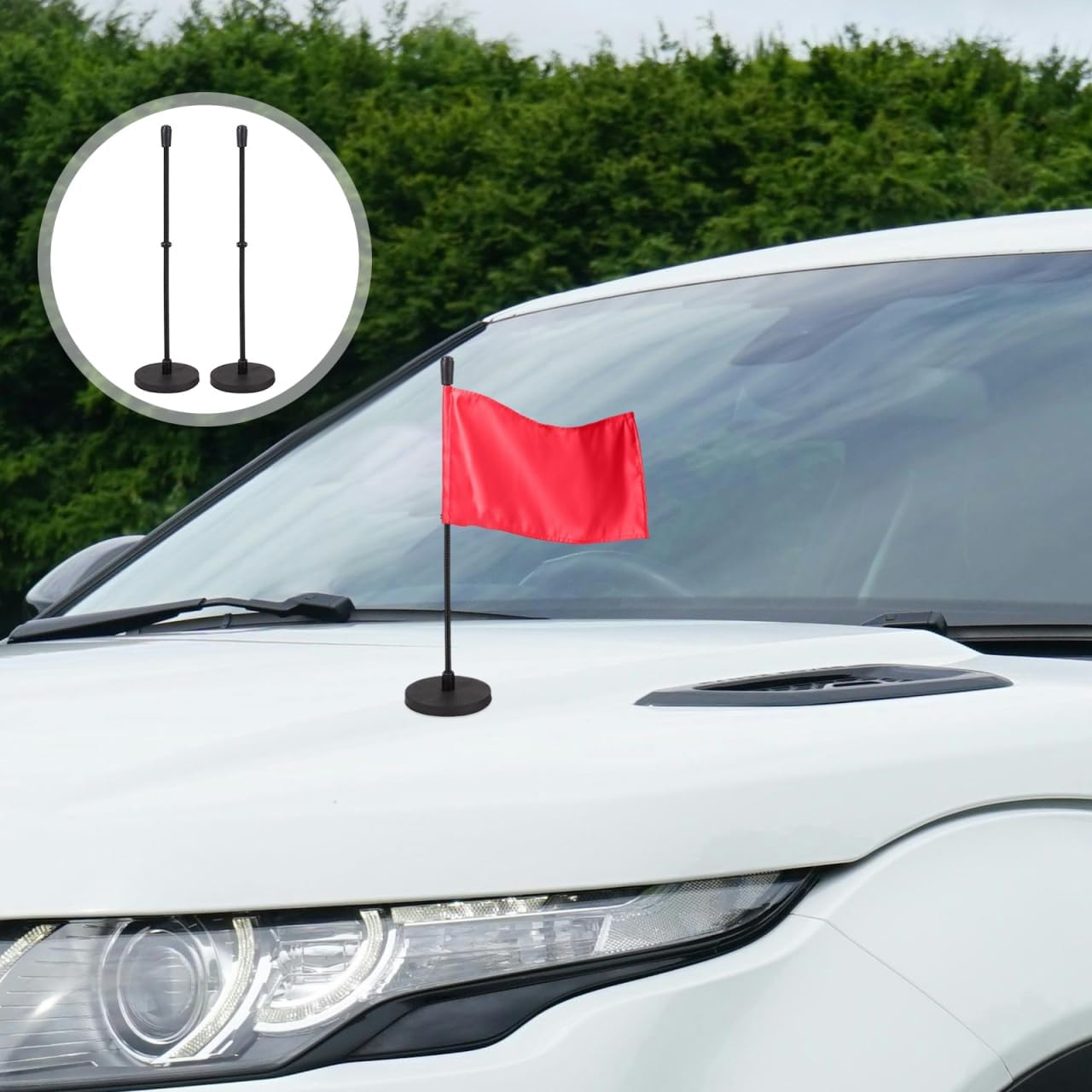 2Pcs Magnetic Car Flagpole Base for Vehicles, Durable Iron Suction Cup Flag Holder for Car Decoration and Events