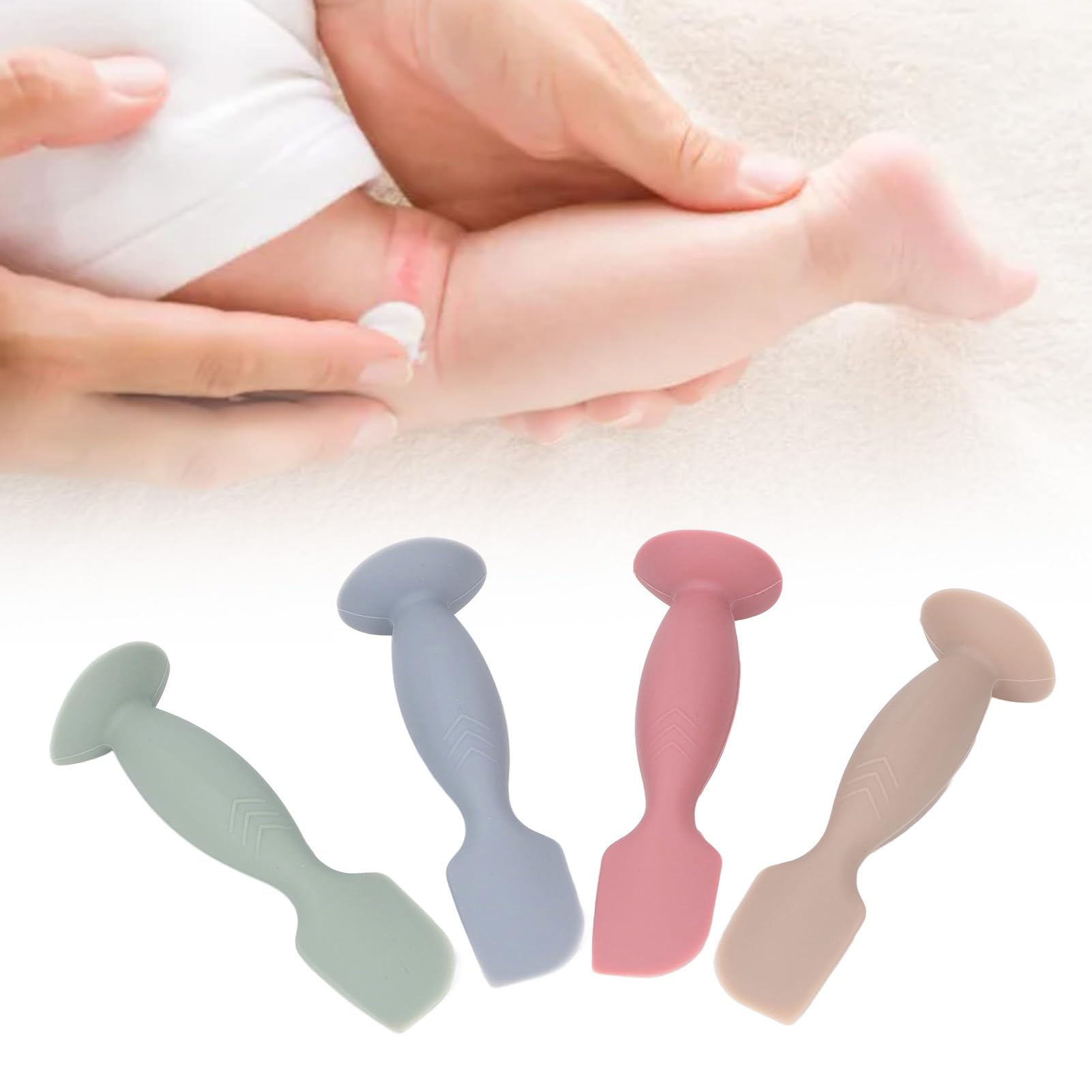 BTSEURY Baby Diaper Cream Spatula, 4pcs Silicone Mini Diaper Cream Applicator, Soft Newborn Necessities Baby Butt Paste Applicator