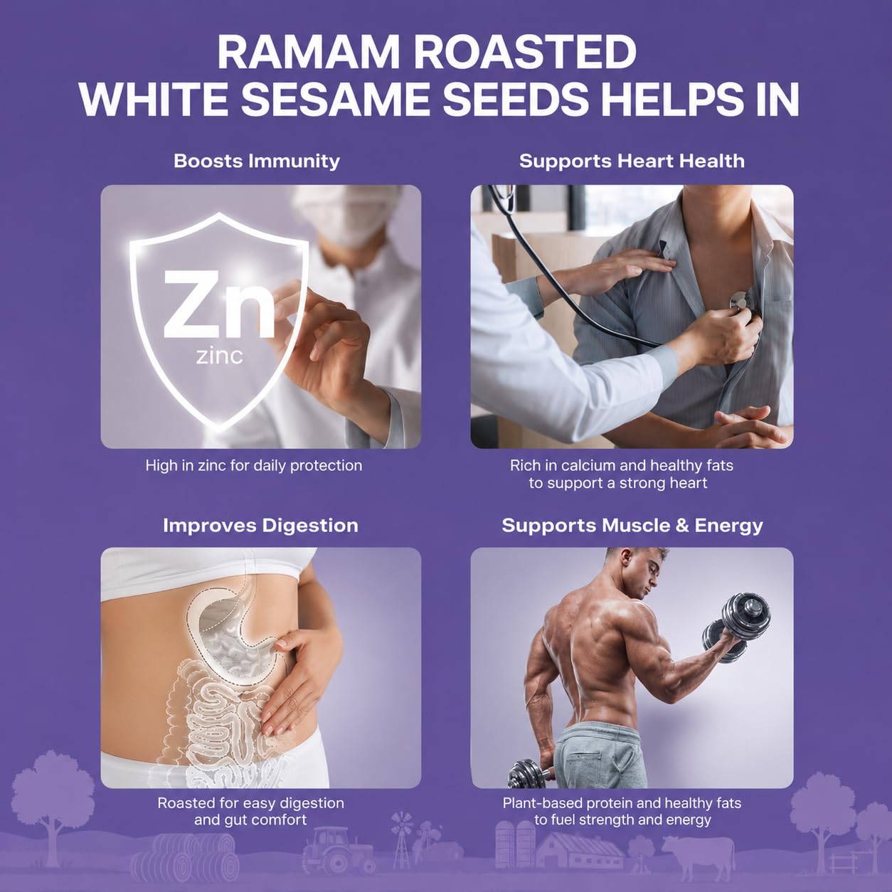 Ramam Roasted White Sesame seeds 400g - (200g*2) | Premium Safed Til | Nutty, Aromatic & Crunchy | Calcium & Fiber Rich Superfood | For Laddoo, Chikki, Baking & Salads (Pack of 2) 3