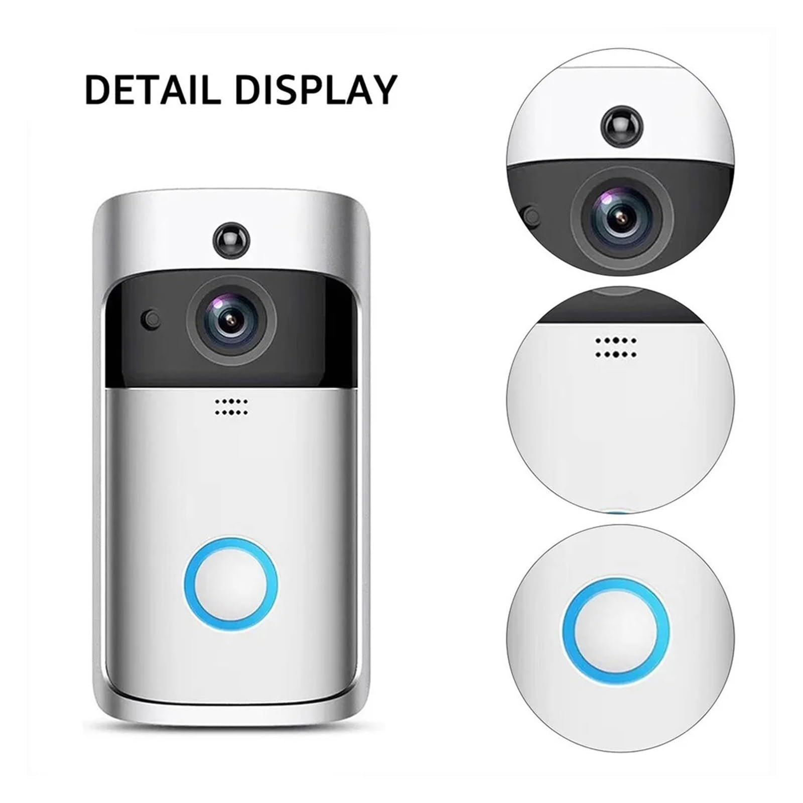 Sonnette vidéo Intelligente V5, caméra sans Fil, wi-FI, interphone(V5 White Add Chime)