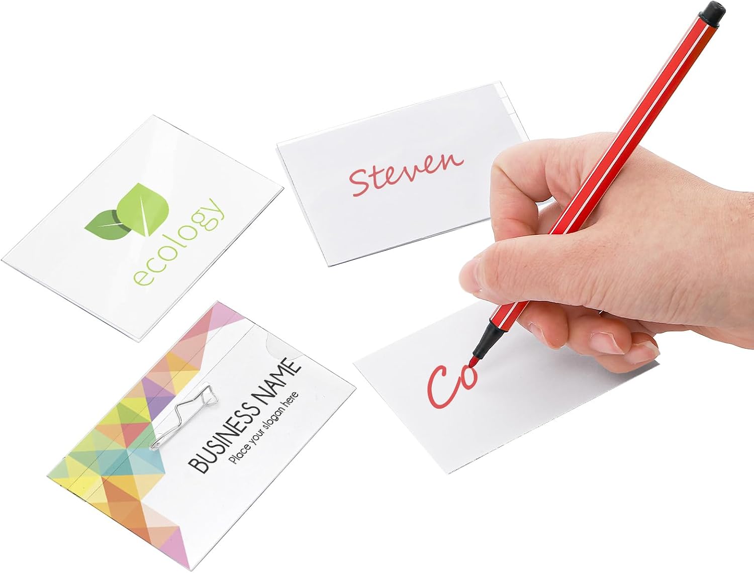 Covzoe 100 Pieces Pin Style Name Tags with 100 Pieces Inserts Fit Card image 5