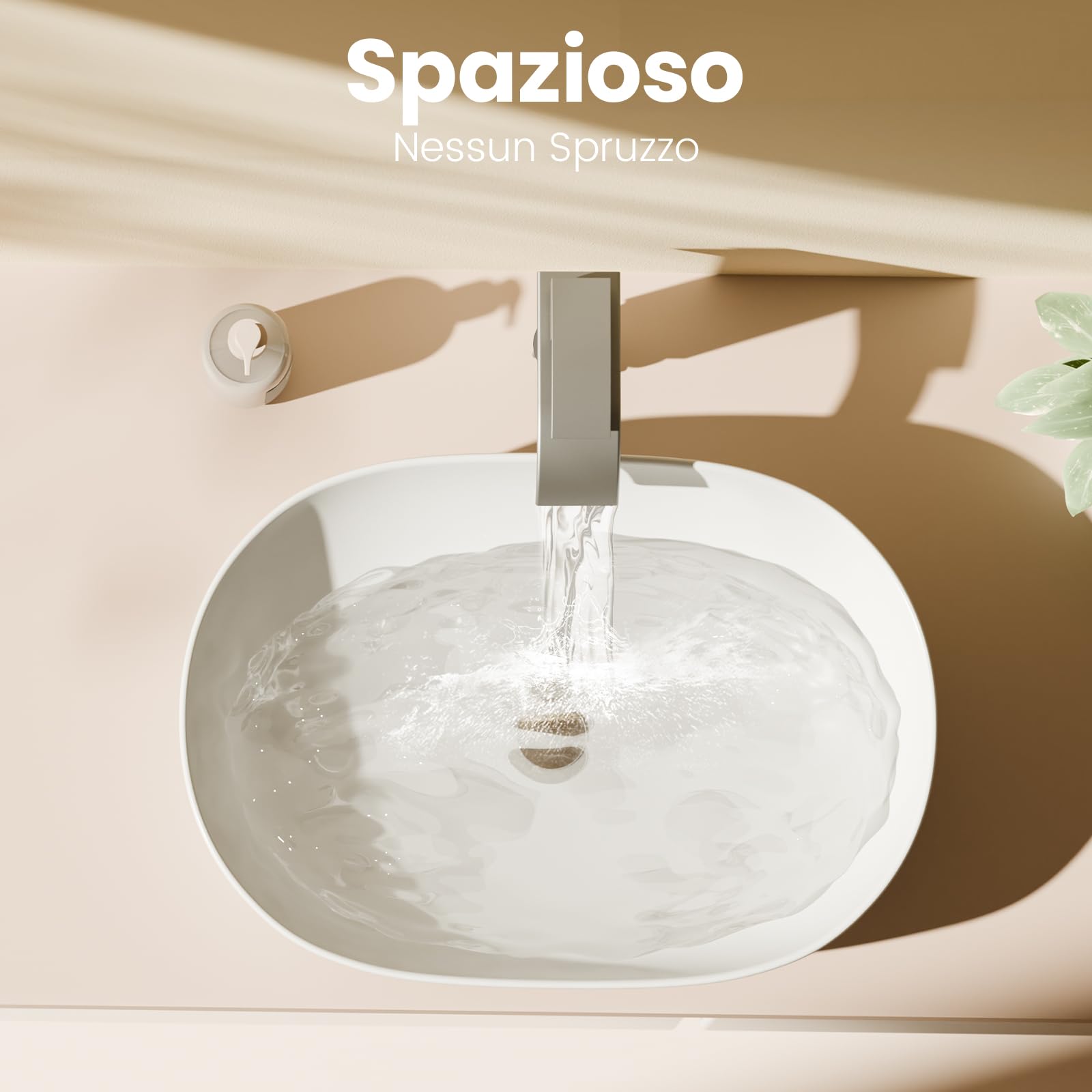 EMKE Lavabo ovalado empotrable, 60 x 41 x 13 cm, blanco, fácil de instalar y limpiar, lavabo antiarañazos para baño, mueble lavabo para baño y WC para invitados