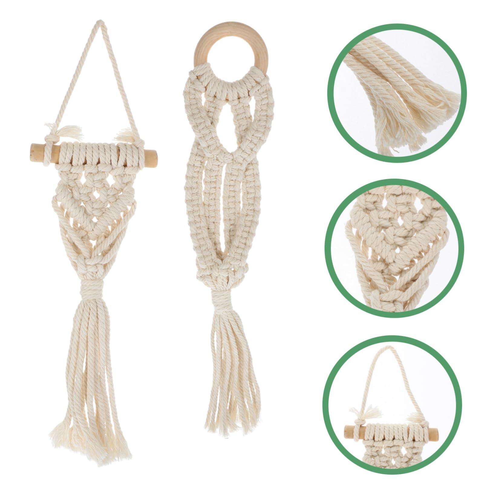 YARNOW Lot De 4 Pots De Fleurs Muraux Rustiques en Macramé Suspension Décorative Dintérieur pour Plantes Aériennes Installation Facile Suspension Plafond 2 Pièces X 4
