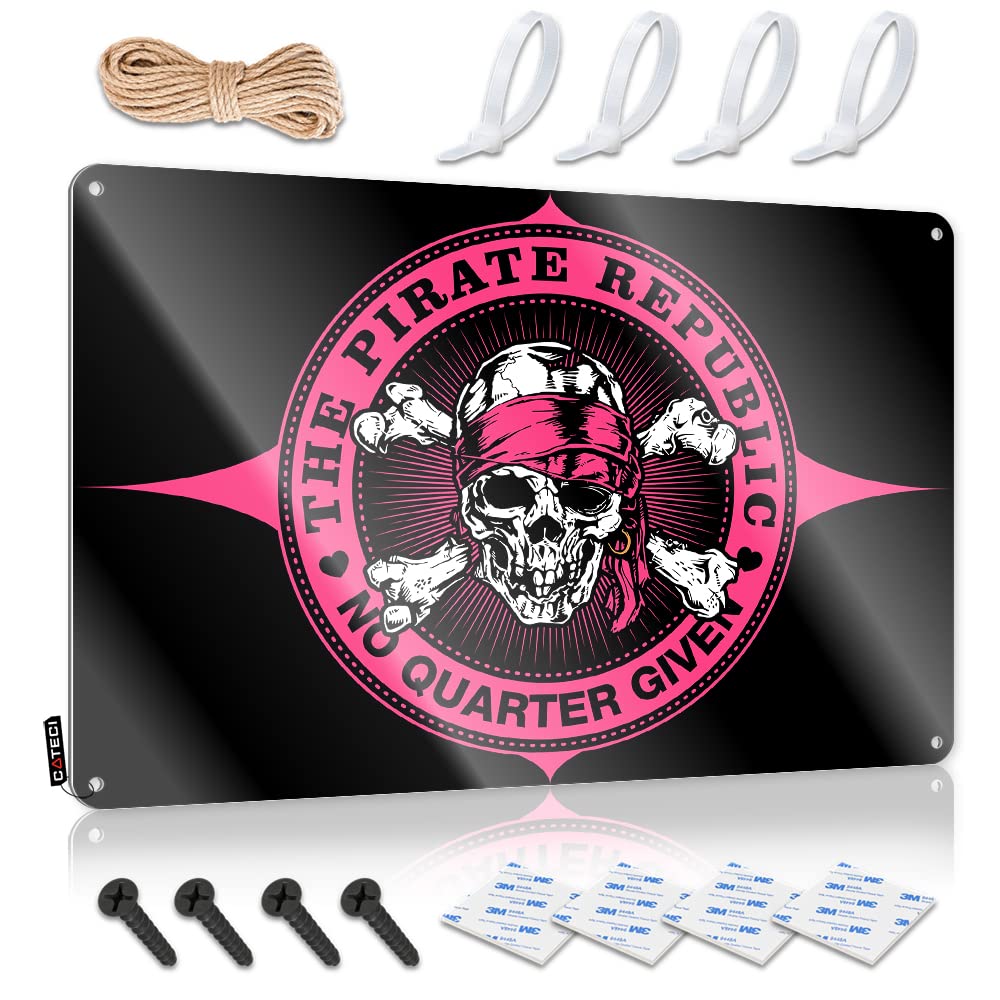 Plaque Decaor Wall Art - Pirate Republic Pink Custom Hippie Retro Style Decoration For Cave(30X40CM)