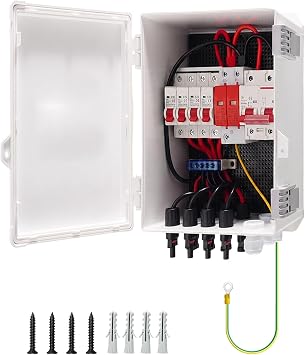 Solar Combiner Box 4 Strings with 80A DC Main Circuit Breaker, 40KA SPD | Heavy Duty Metal Housing, Lightning Surge Defense, Clear Wiring Layout, Outdoor Ready Design, Reliable PV Protection