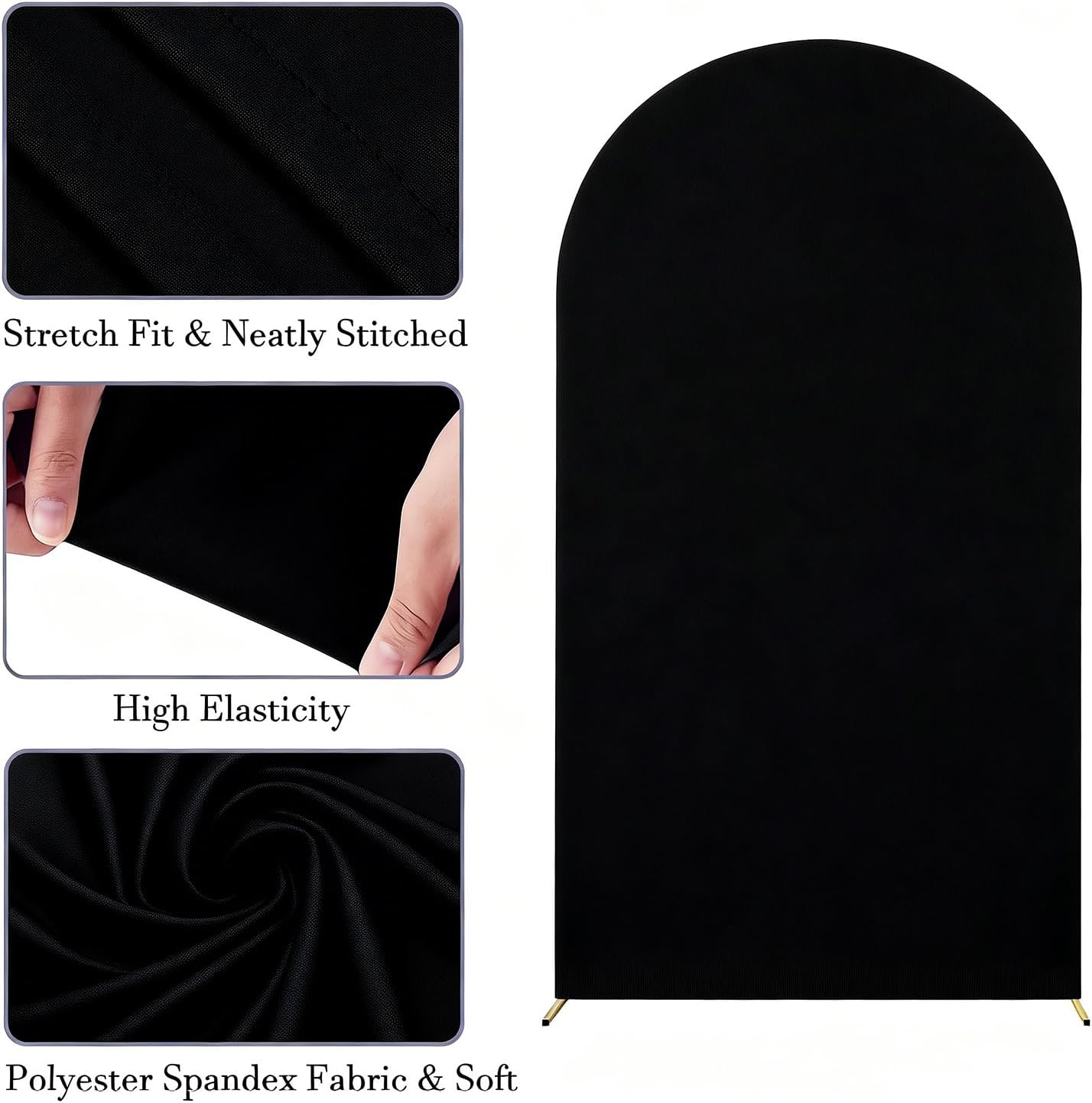 6FT Black Arch Backdrop Cover Spandex Arch Covers Fabric for Wedding Anniversary Birthday Retirement Party Engagement Banquet Photography Background Props Decorations image 4