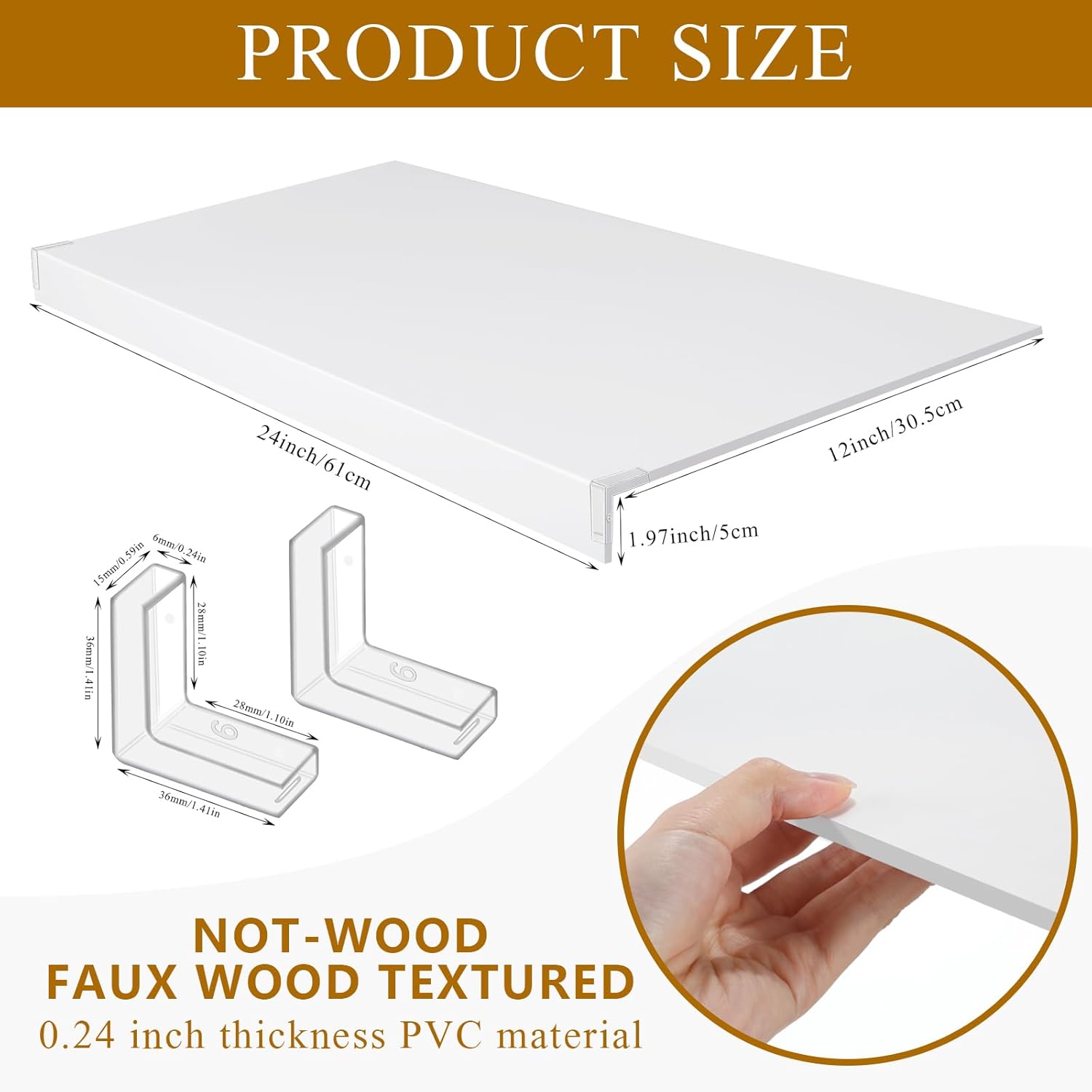 Pinkunn Wire Rack Covers 35 x 16 Inch Pantry Shelf Covers for Wire Shelving with Acrylic Clips PVC Wood Textured Decoration for Removable Closet Home Kitchen Organization, White Wood Color(1 Set)