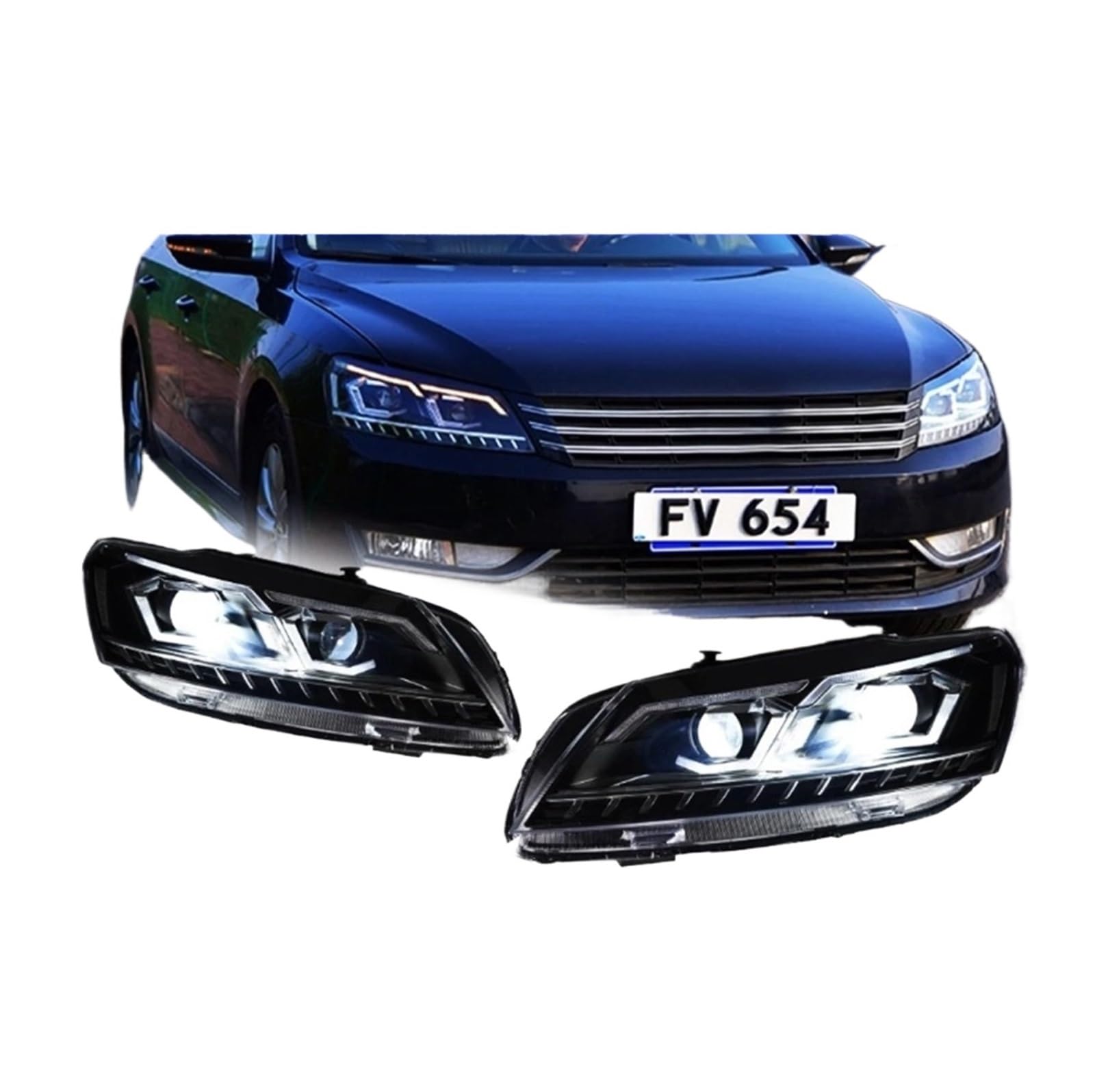 Reflektor przedni kompatybilny z VW Passat B7 Reflektor 2011-2016 Reflektor wersja amerykańska DRL Kierunkowskaz Angel Eye Projektor Soczewka