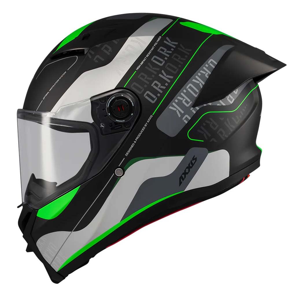 Casco AXXIS Fenix ORK Verde Mate - Casco de Moto Integral Unisex Hombre y Mujer - Homologado ECE 22.06