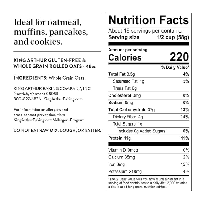 Avena en Hojuelas King Arthur Sin Gluten y Grano Entero 2 lbs miniatura 3