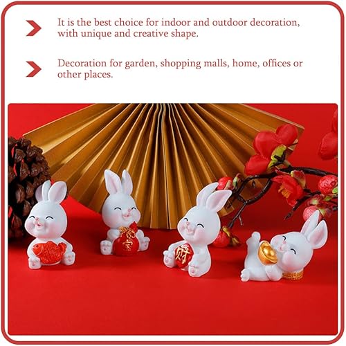 Miniatura 5 de ABOOFAN Figuras de conejo en miniatura de conejo, 6 piezas, mini figuritas chinas, adorno del año del zodiaco chino para festival de primavera,