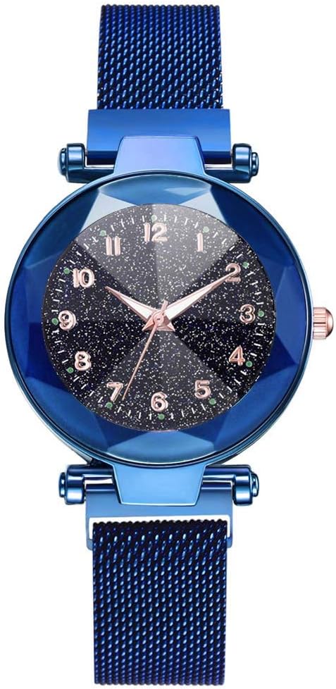 Diadia WatchWomen's Luminous Analogue Quartz Wrist Watch Starry Sky Convex Glass Quartz Mesh with Magnetic Buckle Ladies Watch 31