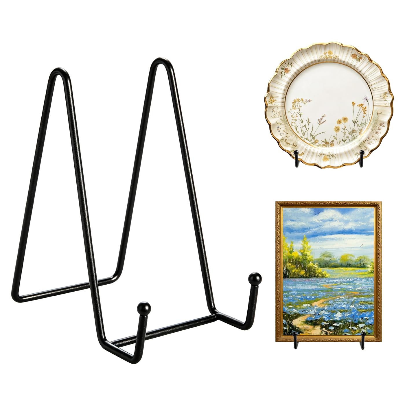 KOLAKO Plate Stands for Display Plate Holder 6 Inch Picture Photo Prame Stand Book Stands for Decorative Plates Dishes, Tabletop Artwork, Black 8 Pack