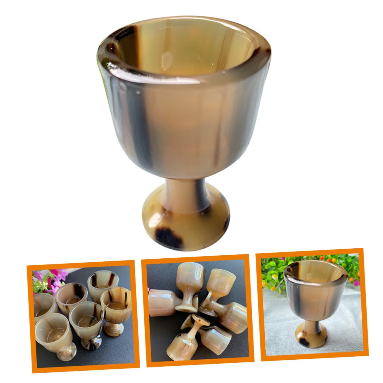 Cabilock 3 Copas De Cuerno Resistentes para Beber Vino Hechas De Material Decorativo.
