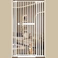 WAOWAO 55.11" Extra Tall Cat Pet Gate 42.91-45.66" Wide Pressure Mounted Walk Through Swing Auto Close Safety White Metal Kids Dog Pet Puppy Cat for Indoor Stairs,Doorways, Kitchen