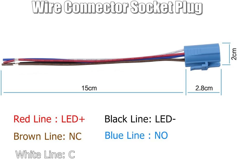 19mm Latching Push Button Switches SPDT ON/Off Waterproof Black Metal 12V Ring LED with Wire Plug (Red)