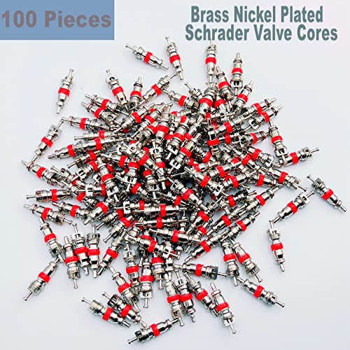 Aracey Valve Core Remover with 100 Pcs Car Truck Replacement TPMS Nickel Plated Tire Tyre Valve Stem Core Dual Single Head Valve Core Remover Tire Repair Tool Set - Thumbnail 2