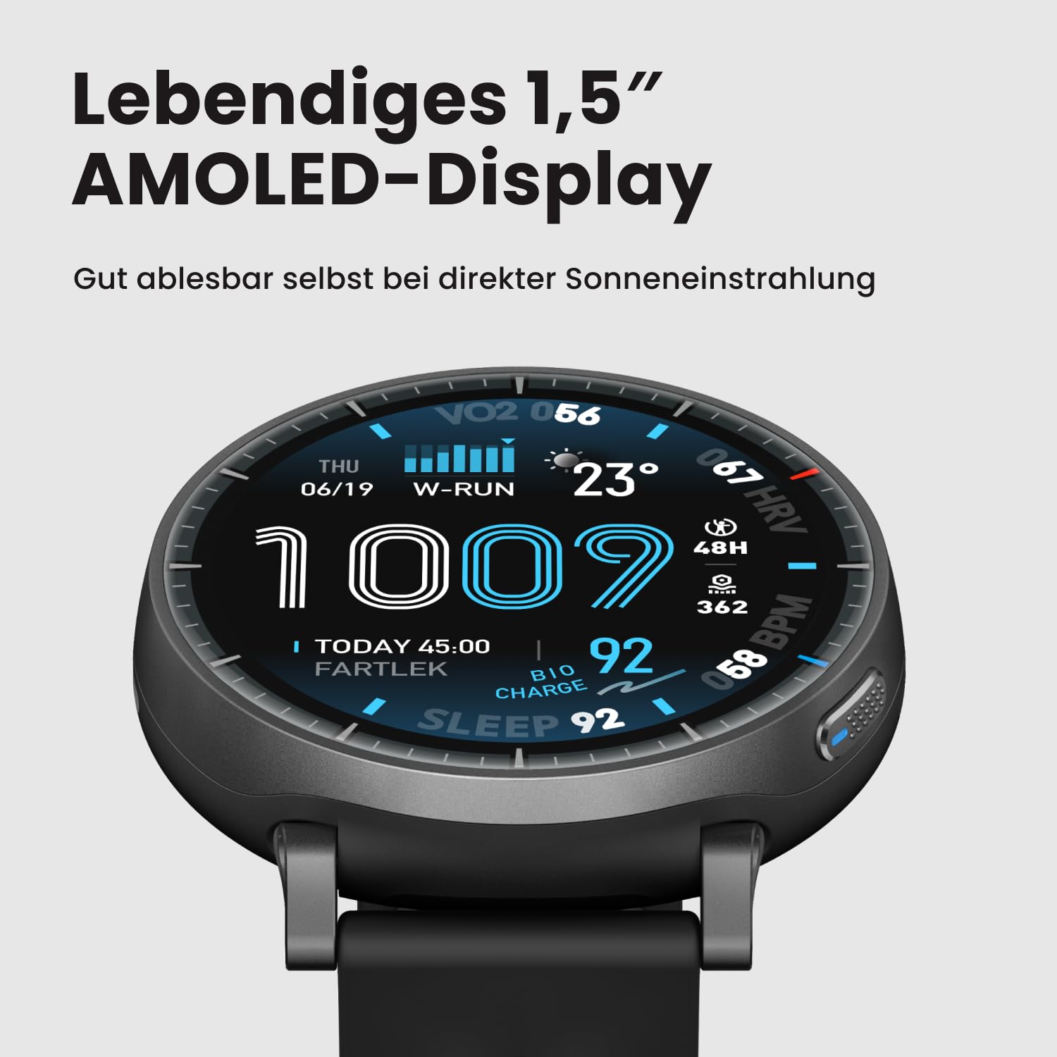 Amazfit Active Max 48mm Smartwatch 1,5" AMOLED-Display, 25 Tage Akku, Offline-Karten, NFC, GPS, 4GB Speicher, 170+ Sportmodi, 5 ATM Wasserschutz, Herzfrequenz- & Schlaftracking für Android & iPhone