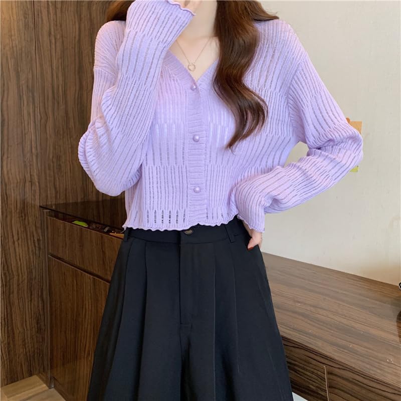 Image of ICW Women's Knitted Ribbed Cardigan Long-Sleeve V-Neck Button-Up Shrug Jacket Top Dn85