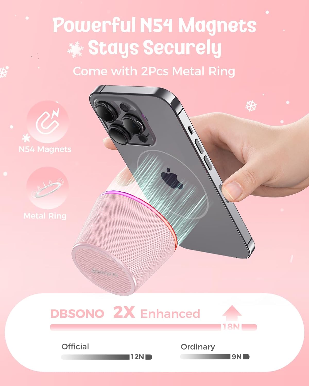 dbsono Small Bluetooth Speaker Gifts for Teens: Graduation for Him Her, 3 in 1 Portable Magnetic Speaker with 9-Mode Lights, Waterproof Phone Stand for Desk, Birthday Gadget for Boys Girls