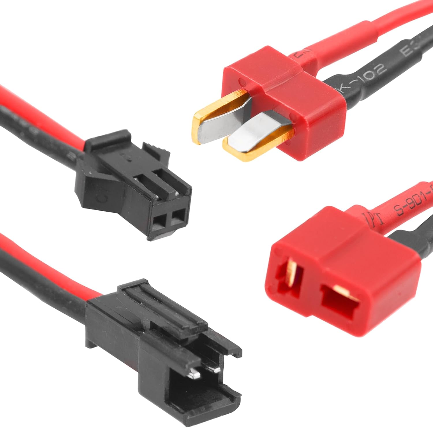 2Pairs Vgoohobby SM-2P Plug to T Plug Adapter Male Female Connector with 18AWG 8CM Silicone Wire for RC Car Drone Boat Lipo Li-ion Battery