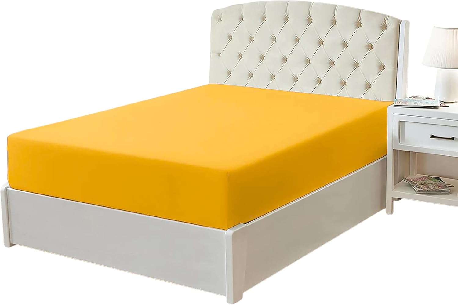 EV Dekor®MF123 Fitted Sheet Double, Ochre Yellow – Deep Pocket Bedsheet 12inch (30 cm) – Soft Brushed Microfibre Fabric – Shrinkage and Fade Resistant – Bottom Sheet – Double Bed Bedsheet Fitted EV Dekor®MF123 Fitted Sheet Double, Ochre Yellow – Deep Pocket Bedsheet 12inch (30 cm) – Soft Brushed Microfibre Fabric – Shrinkage and Fade Resistant – Bottom Sheet – Double Bed Bedsheet Fitted