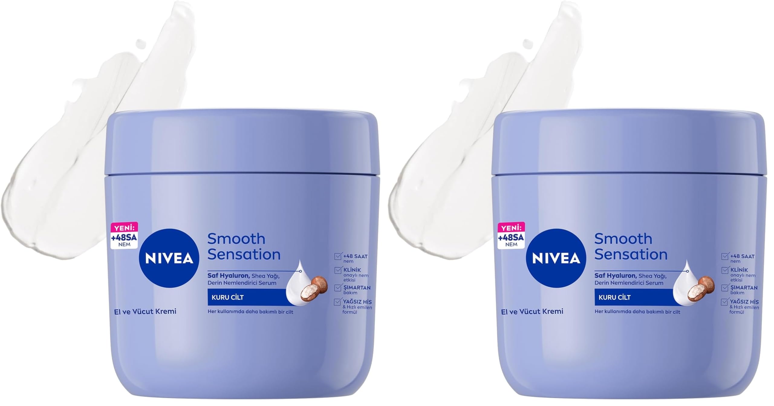 NIVEA Nemlendirici El ve Vücut Bakım Kremi Pürüzsüzleştirici 400 ml, Kuru Ciltler,48 Saat Yoğun Nemlendirme,Shea Yağı (2 paketi)