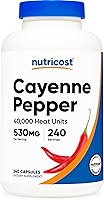 Vista 1 de Nutricost - Pimienta de Cayena 530 mg, 240 cápsulas - 40,000 unidades de calor, sin gluten, sin OMG