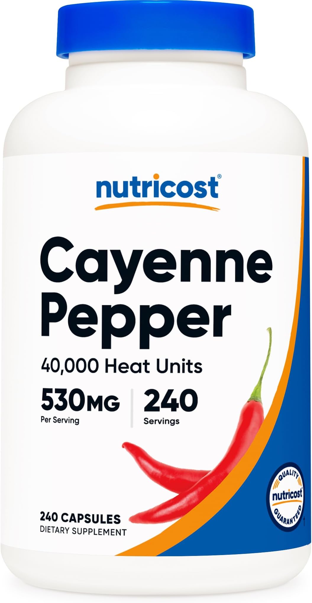 Cayenne Pepper 530mg, 240 Capsules - 40,000 Heat Units, Gluten Free, Non-GMO