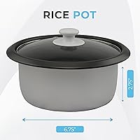 Vista 6 de Courant Rice Cooker 6-Cup (Cooked), Removable Non-Stick Bowl, One Touch Rice Cooker, Red Rojo