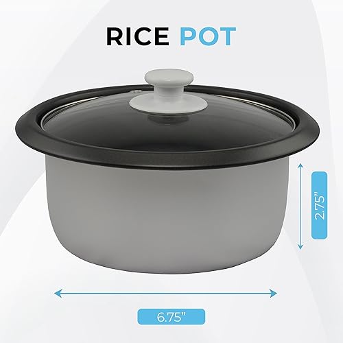 Miniatura 8 de Courant Arrocera de 6 tazas (cocida), recipiente antiadherente extraíble, olla arrocera de un solo toque, color blanco