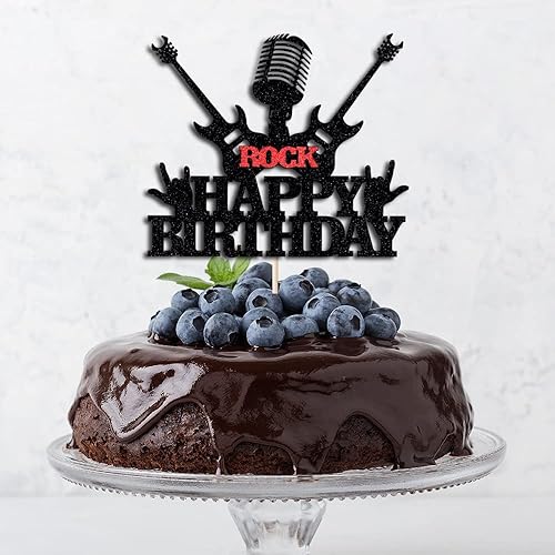 Miniatura 7 de WRACKKIAR Rock Happy Birthday Cake Topper-Rock Music Happy Birthday Cake Topper-80s Themed Party Happy Birthday Cake Decor Rock and Roll Themed
