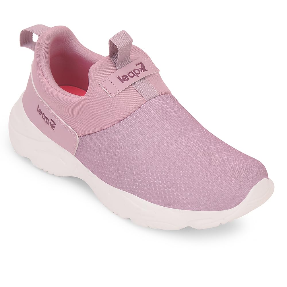 Leap7x JIMNY-61E Non-Lacing Sports Walking Shoes for Women - Black & Purple | Comfortable and Durable - Suitable for Slip-On Gym, Jogging and Outdoor Shoes for Ladies - Cushioned Footbed