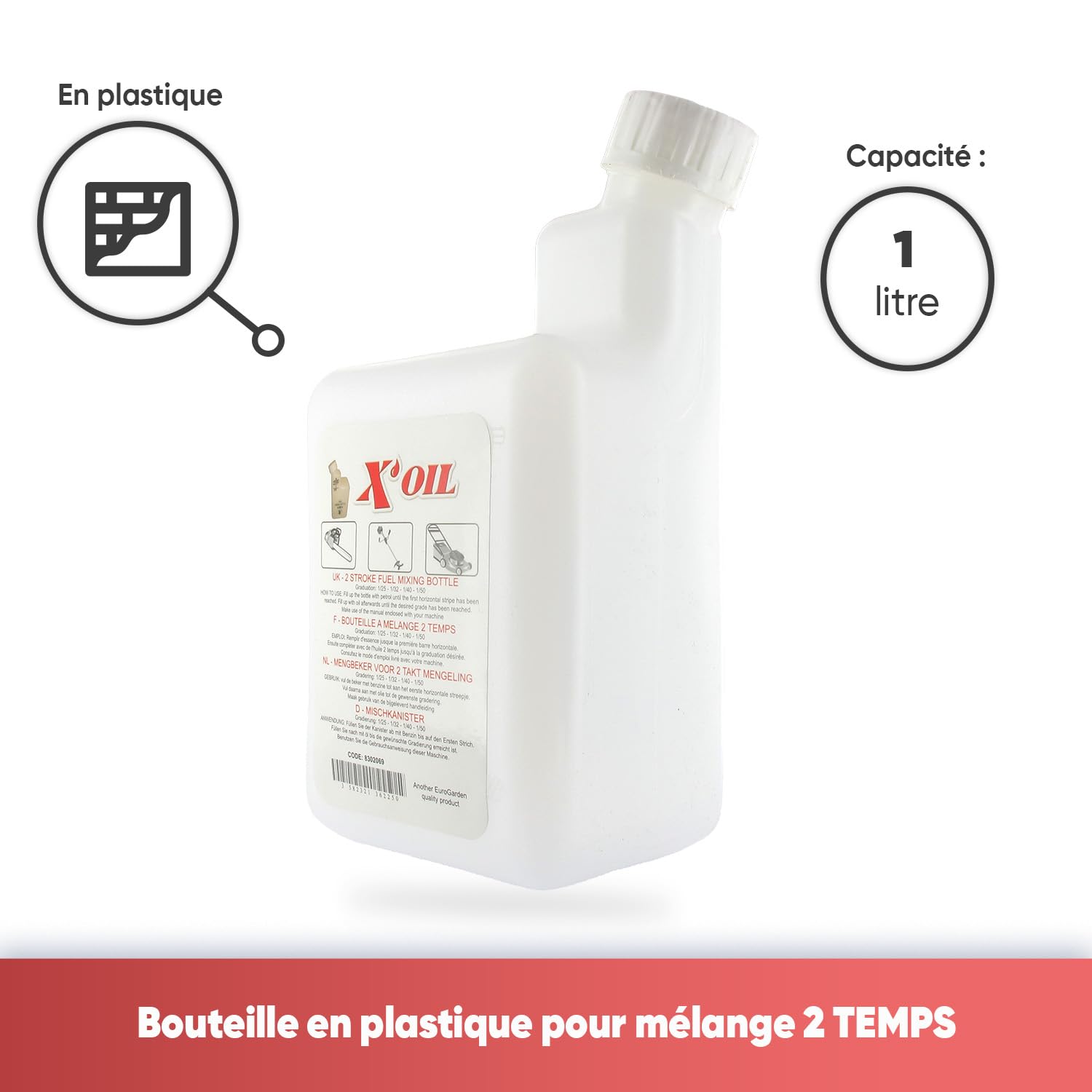 Image secondaire de Bouteille en Plastique Greenstar pour Mélange 2 Temps avec Système de Graduation