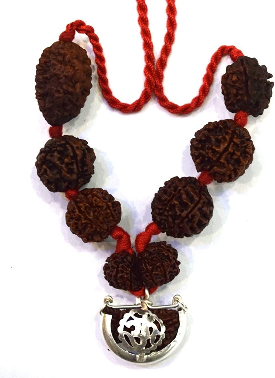 Divya Shakti Siddha Rudraksha Mala (Nepali 1 mukhi to 7 mukhi Rudraksh) with Gauri shankar rudraksha (Small)