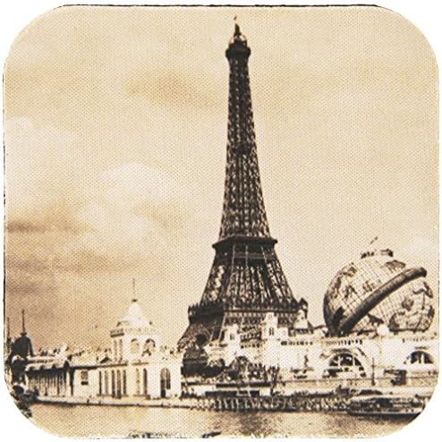 3dRose CST_77445_2 Eiffel Tower Paris Exposition from The Seine-Soft Coasters, Set of 8