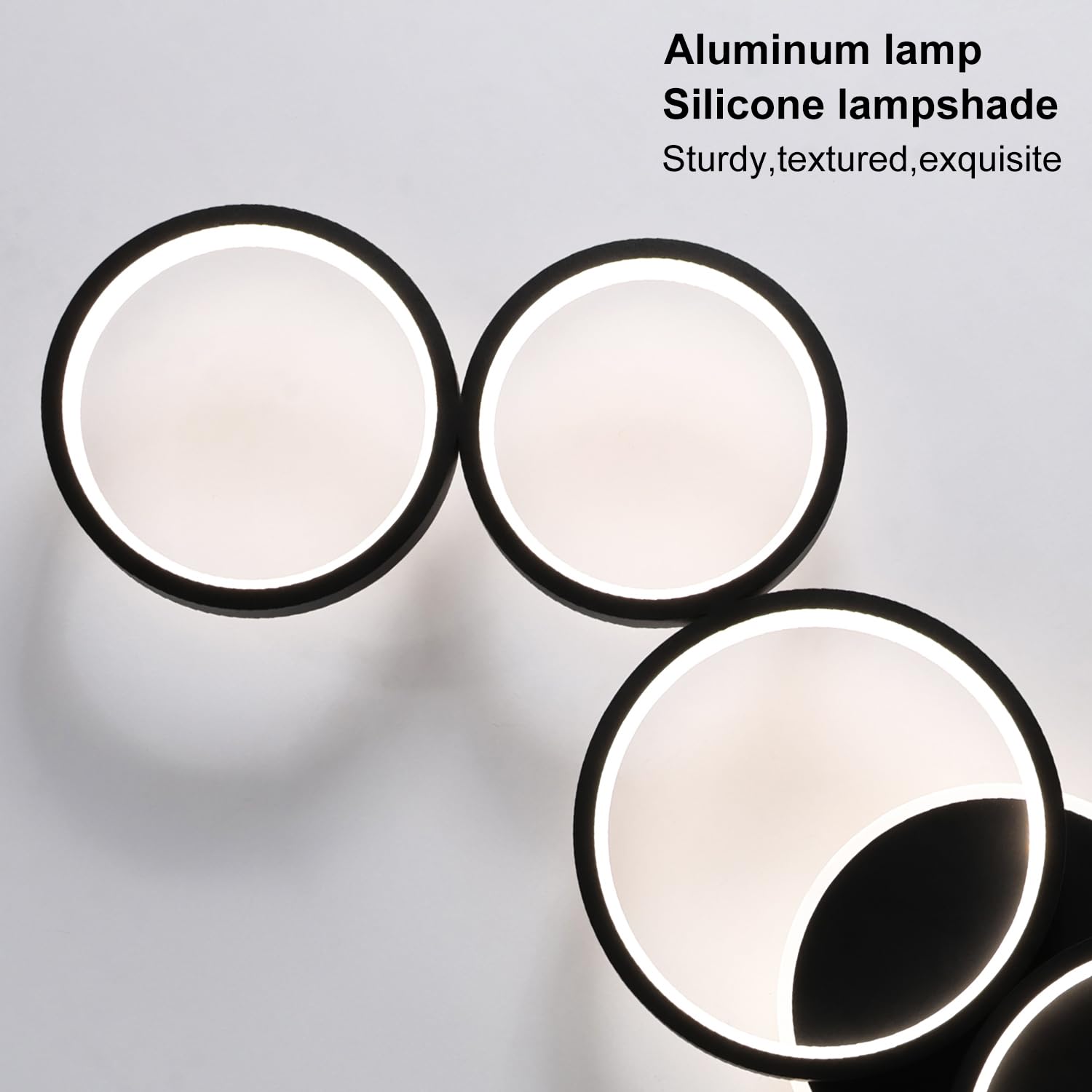 Plafoniera LED Soffitto Dimmerabile Lampada da Soffitto Soggiorno Nero 69W | 113cm Luce Camera da Letto Telecomando e APP, Moderna Illuminazione Rotonda a Soffitto a 6 Anello con Funzione di Memoria
